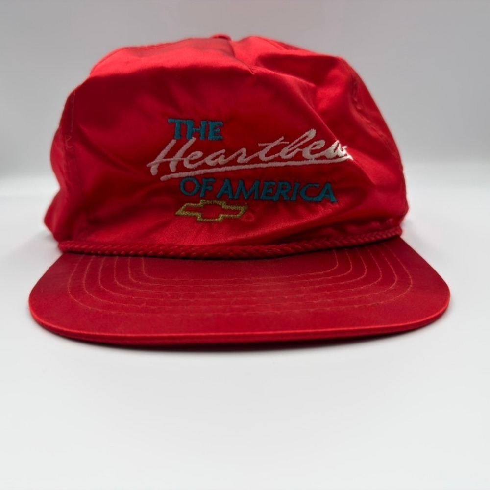 Vtg Chevrolet Heartbeat of America Chevy Snapback Hat Rare Colorway Red & Gold